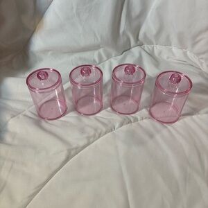 Set of 4 Pink Acrylic Canisters Organizers (Pink)